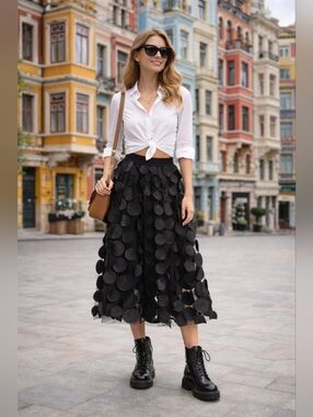 Tulle Skirt Mesh 3D Polka Dot Skirt
